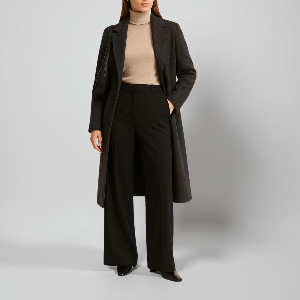 Retrofete Wide Leg Tailored Trousers Small Stretch Suiting Minimalist Pant Black